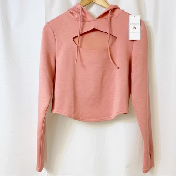 Buffbunny Collection Pink Cropped Hoodie Sweater with Cutout Medium NWT - Picture 1 of 6